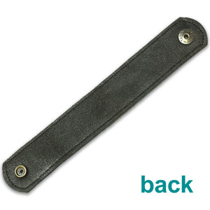 Black Bullhide Leather Cuff Bracelet 1.25" Wide, 7" Long