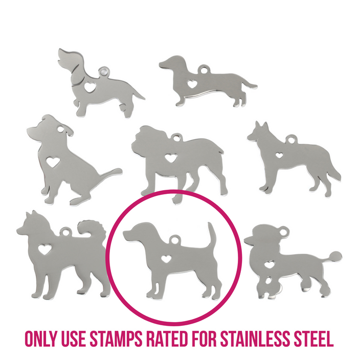 Stainless Steel Labrador Dog with Heart Cutout and Top Loop, 27mm (1.06") x 24mm (.94"), 14 Gauge