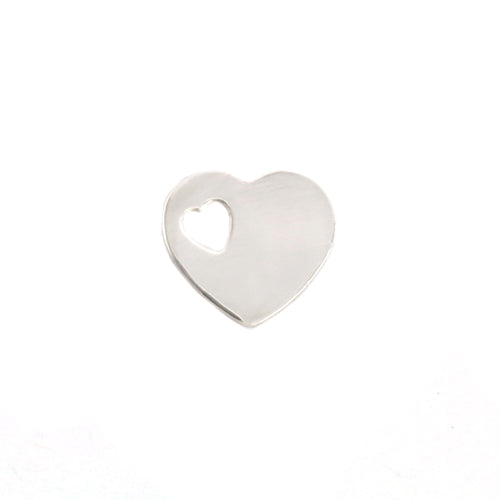 Metal Stamping Blanks Sterling Silver Heart with Heart Shaped Hole, 12mm (.47") x 12mm (.47"), 24g