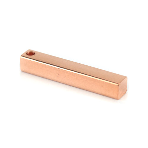 Metal Stamping Blanks Copper Four Sided Rectangle Bar, 38.1mm (1.5") x 6.4mm (.25"), with Hole