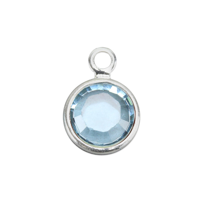 Crystal Channel Charm (Aquamarine - MARCH), 6mm Stone, Pack of 8
