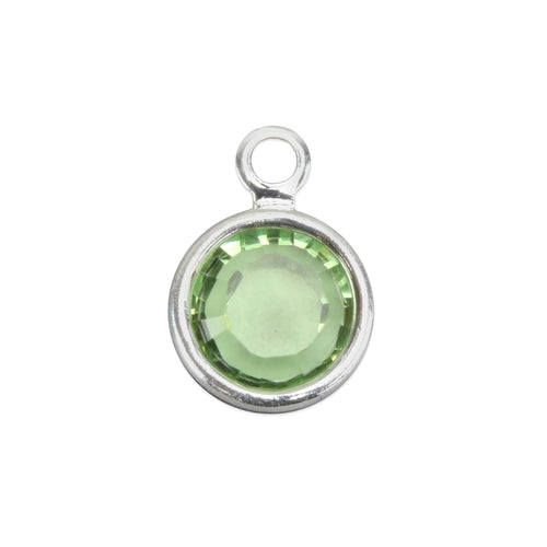 Charms & Solderable Accents Swarovski Crystal Channel Charm (Peridot - AUGUST), 6mm Stone, Pack of 8