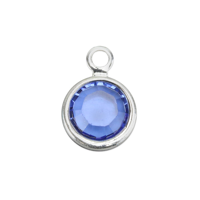 Crystal Channel Charm (Sapphire - SEPTEMBER), 6mm Stone, Pack of 8