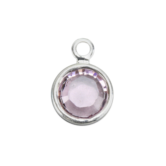 Crystal Channel Charm (Light Amethyst - JUNE), 6mm Stone, Pack of 8