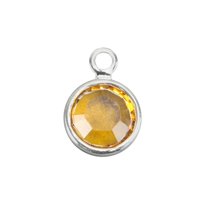 Crystal Channel Charm (Topaz - NOVEMBER), 6mm Stone, Pack of 8