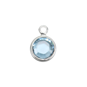 Charms & Solderable Accents Swarovski Crystal Channel Charm (Aquamarine - MARCH), 4mm Stone, Pack of 5