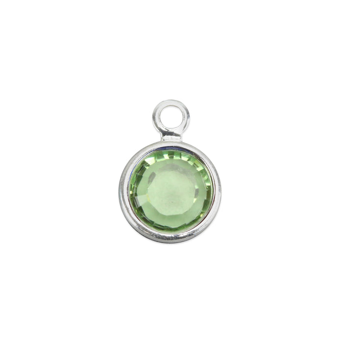Swarovski Crystal Channel Charm (Peridot - AUGUST), 4mm Stone, Pack of 5