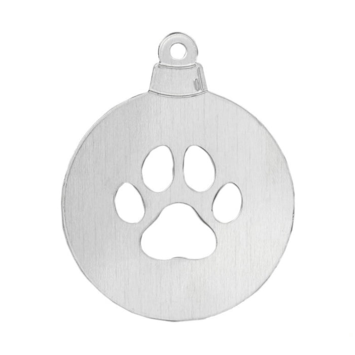 Aluminum Ball with Paw Cutout Ornament Blank, 63.5mm (2.5") x 51mm (2"), 14 Gauge