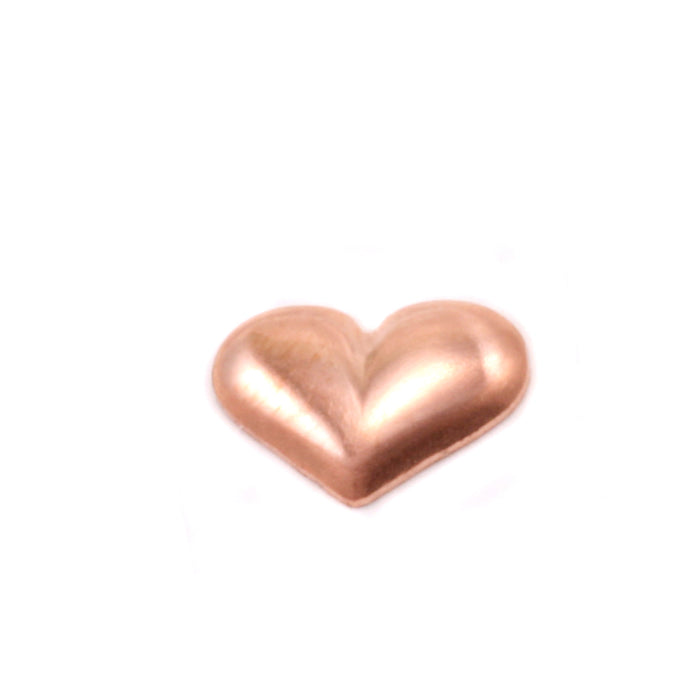 Copper Puffy Heart Solderable Accent, 9.1mm (.36") x 6.4mm (.25"), 24 Gauge - Pack of 5