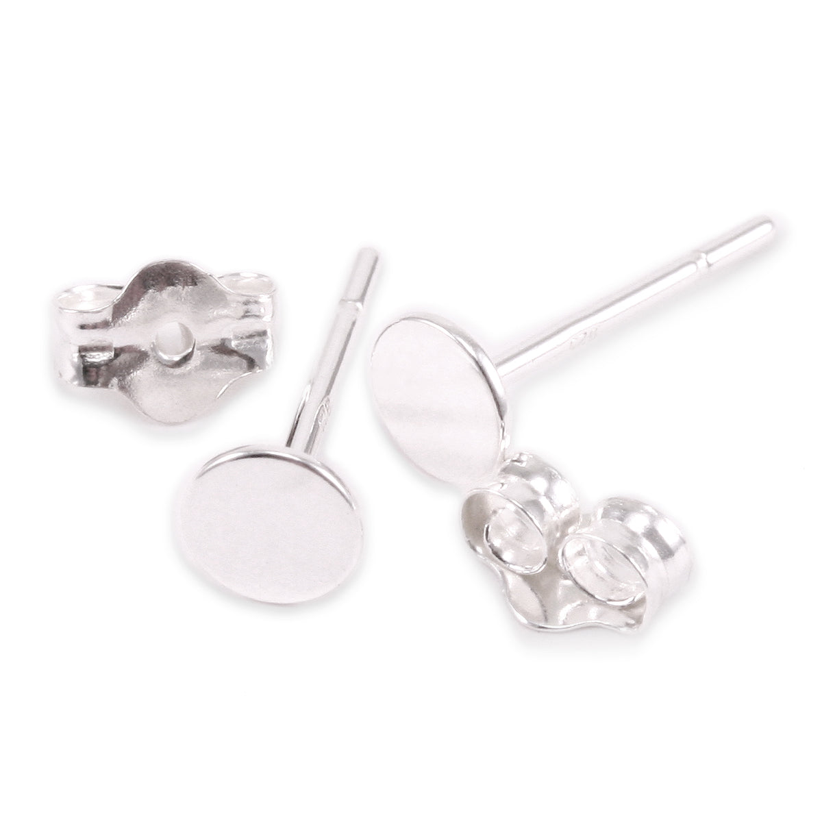 Sterling Silver Flat Pad Earring Posts with Pair of Backs, 6mm – Beaducation