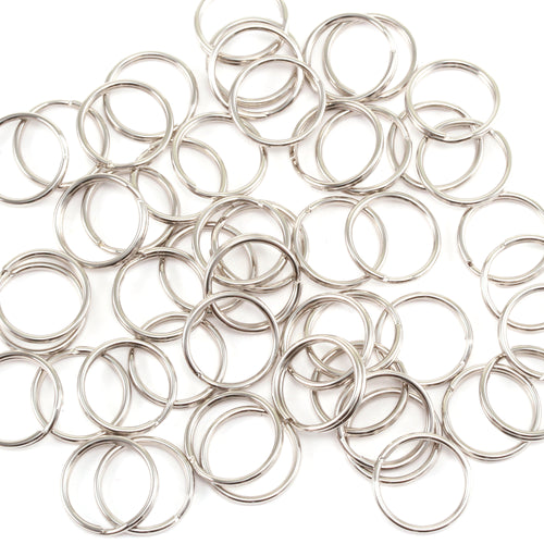 Jump Rings Silver Plated Nickel 10mm I.D. Split Rings, Pack of 50