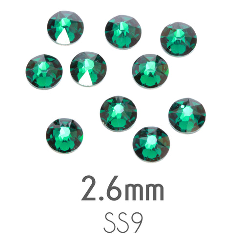 Beads & Swarovski Crystals 2.6mm Swarovski Flat Back Crystals, Emerald, Pack of 20