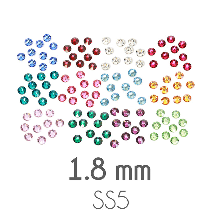 1.8mm Swarovski Flat Back Crystals, Multi Pack of Birthstone Colors (240 pieces)
