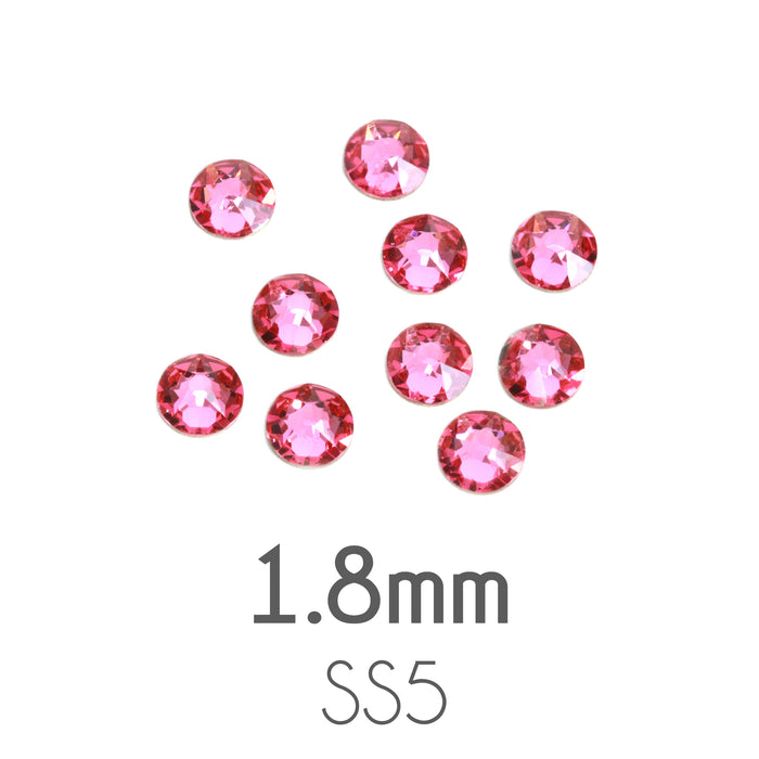 1.8mm Swarovski Flat Back Crystals, Rose, Pack of 20