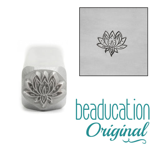Metal Stamping Tools Medium Lotus Flower Metal Design Stamp, 8mm -  Beaducation Original