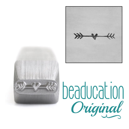 Metal Stamping Tools Fletched Heart Arrow Border Metal Design Stamp, 10mm - Beaducation Original
