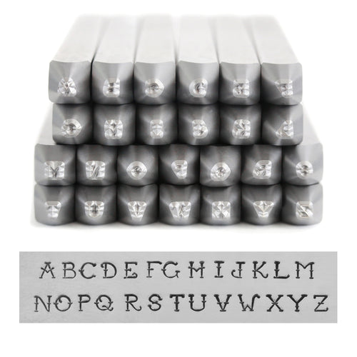 Metal Stamping Tools Beaducation Exact Series, Vintage Tattoo Uppercase Letter Stamp Set 2mm, By Stamp Yours, Tapered Down Shanks