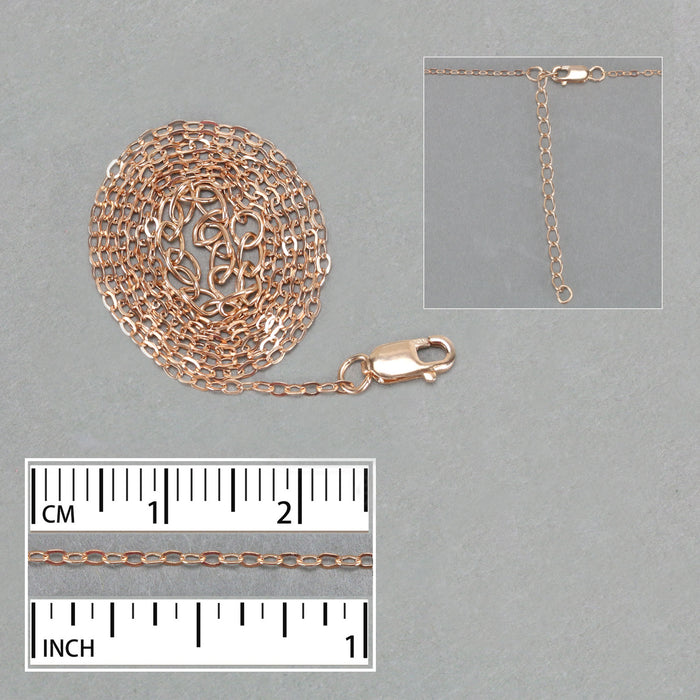CLOSEOUT Rose Gold Filled 1.5mm Cable Chain, 16" with 2" Extender