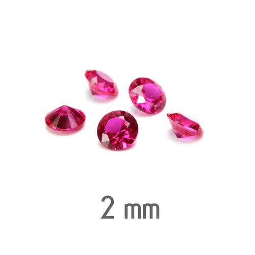 2mm Round Ruby Synthetic Stone, Pack of 20