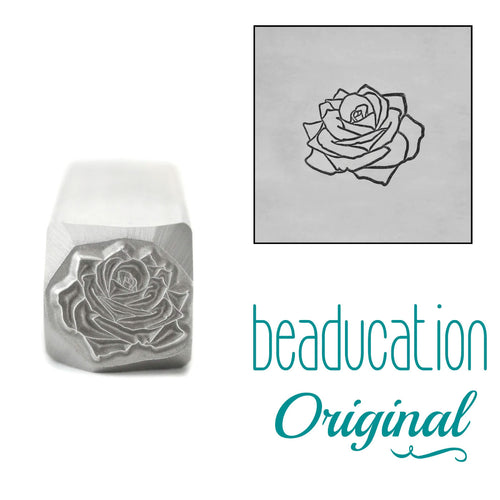 Rose Metal Design Stamp, June Birth Month Flower, 8.25mm - Beaducation Original
