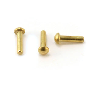 Brass Round Head 1/16" Rivets, 1/4" Long, Pack of 50