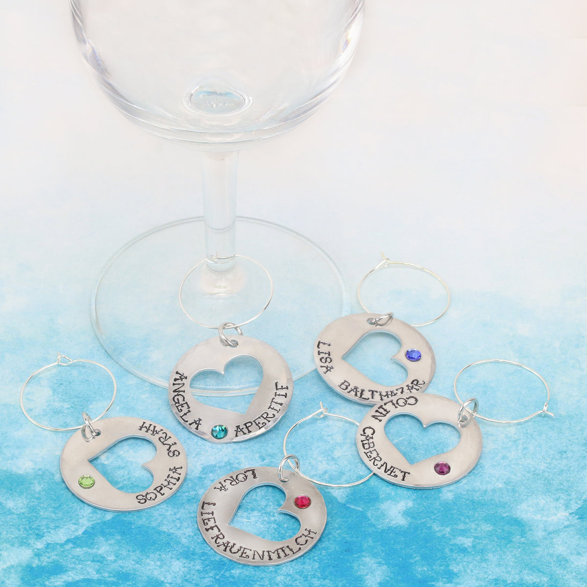 100pcs 30x25mm Silver Plated Glass Wine Charm Rings Bulk Earrings