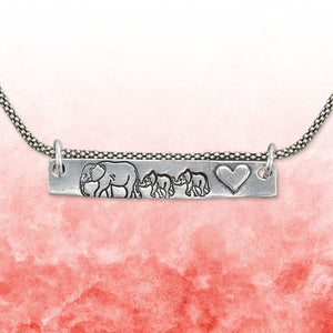 Metal Stamped Mama Elephant &amp; Calves Necklace, DIY Design