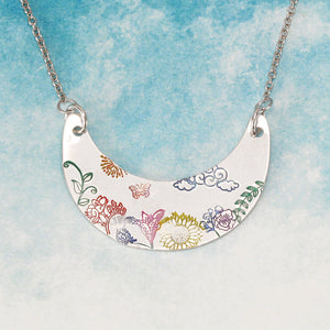 Rainbow Flowers Stamped Necklace, DIY Design