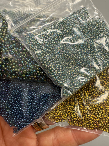 Seed Bead Greens/Blues Pallet Beads Destash - *Please Read Description