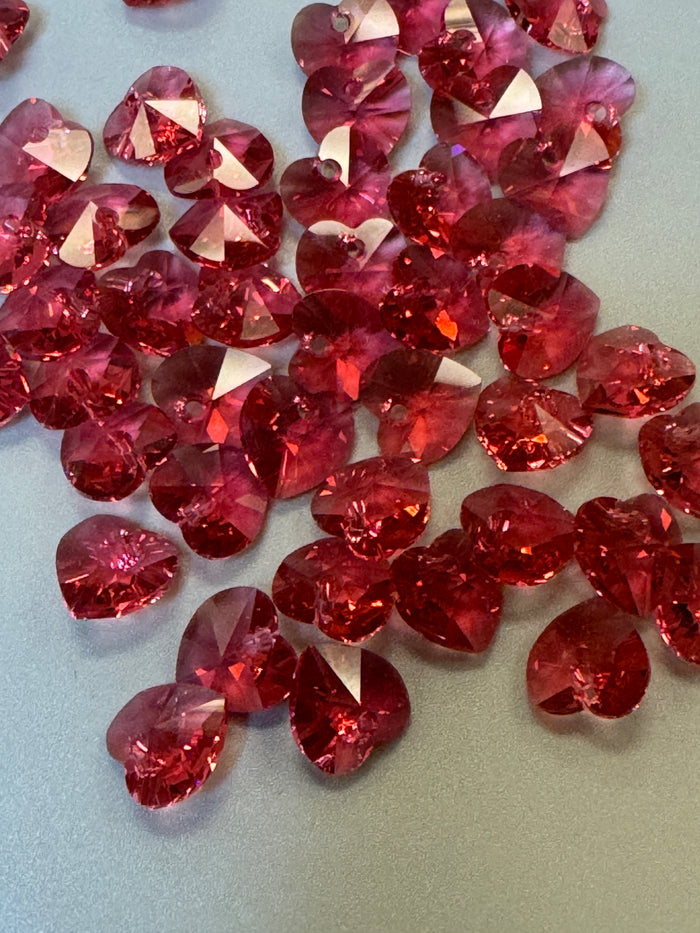 Swarovski Pink 10mm Hearts Destash, 50 Pieces - *Please Read Description