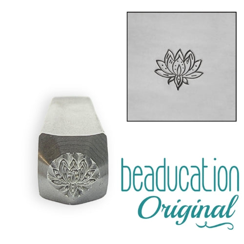 Medium Lotus Flower Metal Design Stamp, 8mm, Exact Series - Beaducation Original