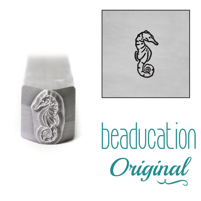 Seahorse Facing Right Metal Design Stamp, 8.3mm - Beaducation Original