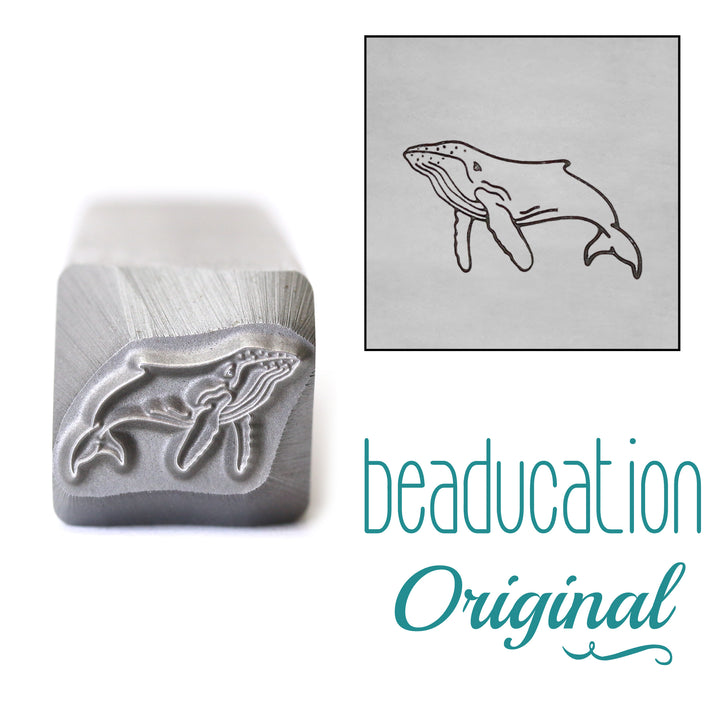 Blue Whale Swimming Left Metal Design Stamp, 11mm - Beaducation Original