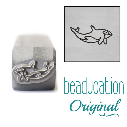 Orca Whale Swimming Right Metal Design Stamp, 11mm - Beaducation Original
