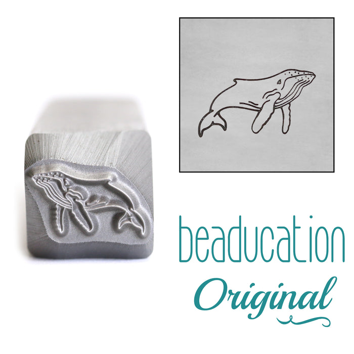 Blue Whale Swimming Right Metal Design Stamp, 11mm - Beaducation Original