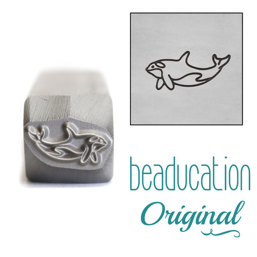 Orca Whale Swimming Left Metal Design Stamp, 11mm - Beaducation Original