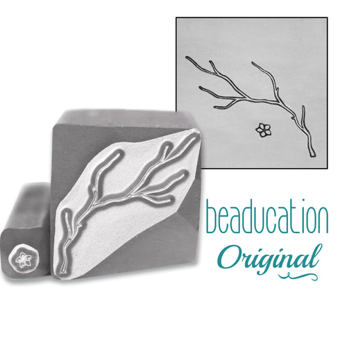 Cherry Blossom Branch and Flower Metal Design Stamps, 17mm & 2mm - Beaducation Original