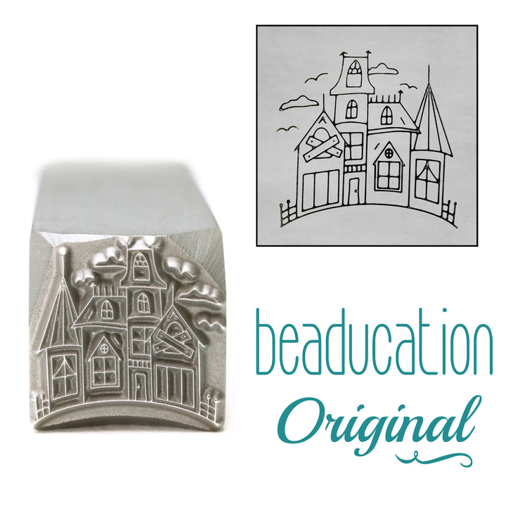 Haunted House Metal Design Stamp, 15mm - Beaducation Original