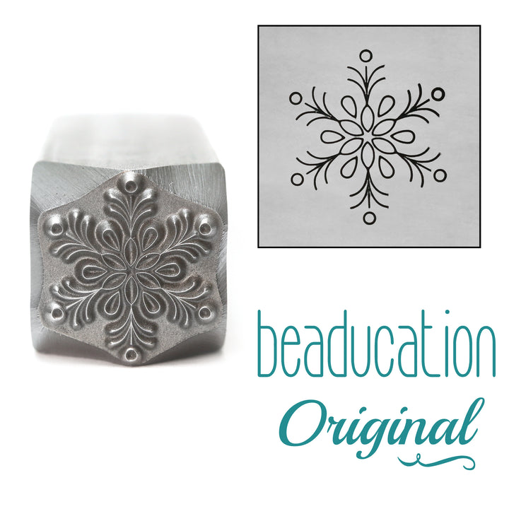 Traditional Snowflake Metal Design Stamp, 14.5mm - Beaducation Original
