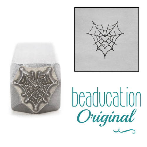 Spiderweb Heart Metal Design Stamp, 10mm - Beaducation Original