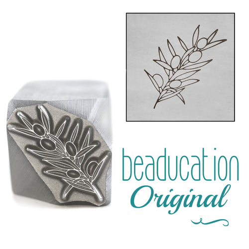 Olive Branch Metal Design Stamp, 14.5mm - Beaducation Original