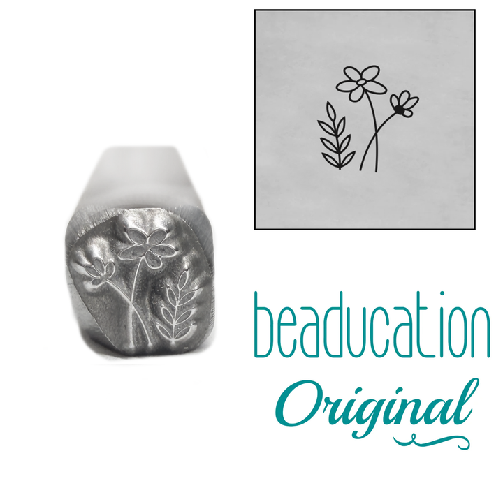 Small 3 Wildflowers Metal Design Stamp, 5mm - Beaducation Original