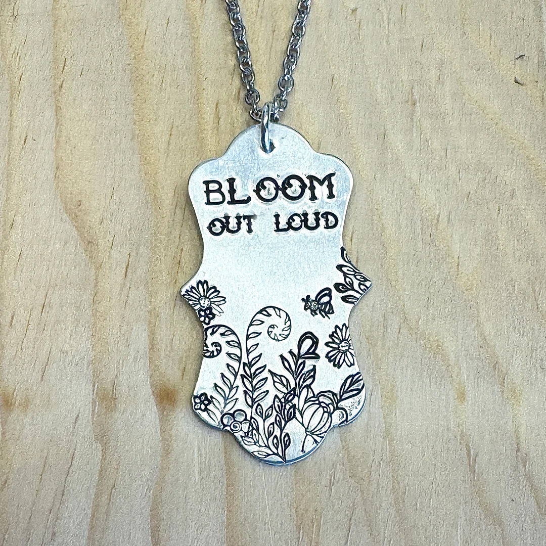 Flower and Leaf Sprig Metal Design Stamp, 15mm - Beaducation Original