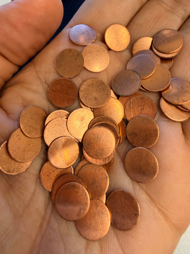 50 Pieces 3/8" Copper 24 Gauge Circle Destash  *Please Read Description