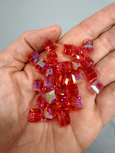 Swarovski 8mm Padparadscha AB Cube Beads, 25 Pieces - Destash *Please Read Description