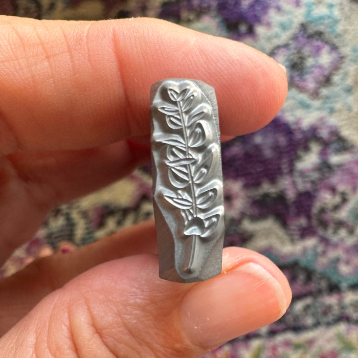 Eucalyptus Single Sprig Metal Design Stamp, 16mm - Beaducation Original