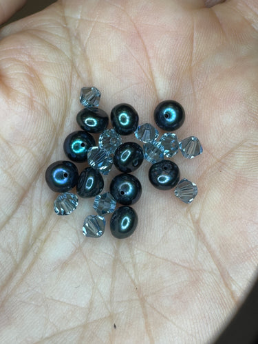 Blue Pearls and Swarovski Bicone Beads Destash *Please Read Description