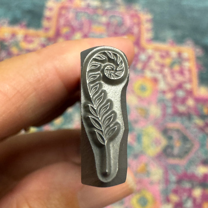 COMING SOON Curling Fern Facing Left Metal Design Stamp, 16mm - Beaducation Original