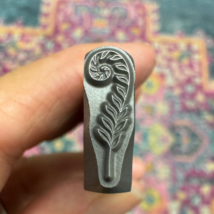 COMING SOON Curling Fern Facing Right Metal Design Stamp, 16mm - Beaducation Original