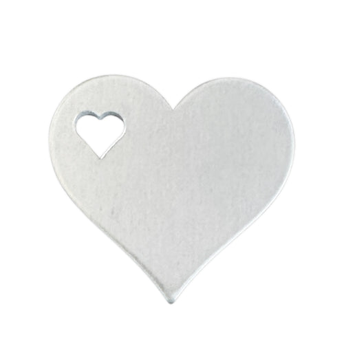 Aluminum BULK Hearts 28.5mm (1.12"), 14 Gauge, with Heart Shaped Hole, Pack of 25